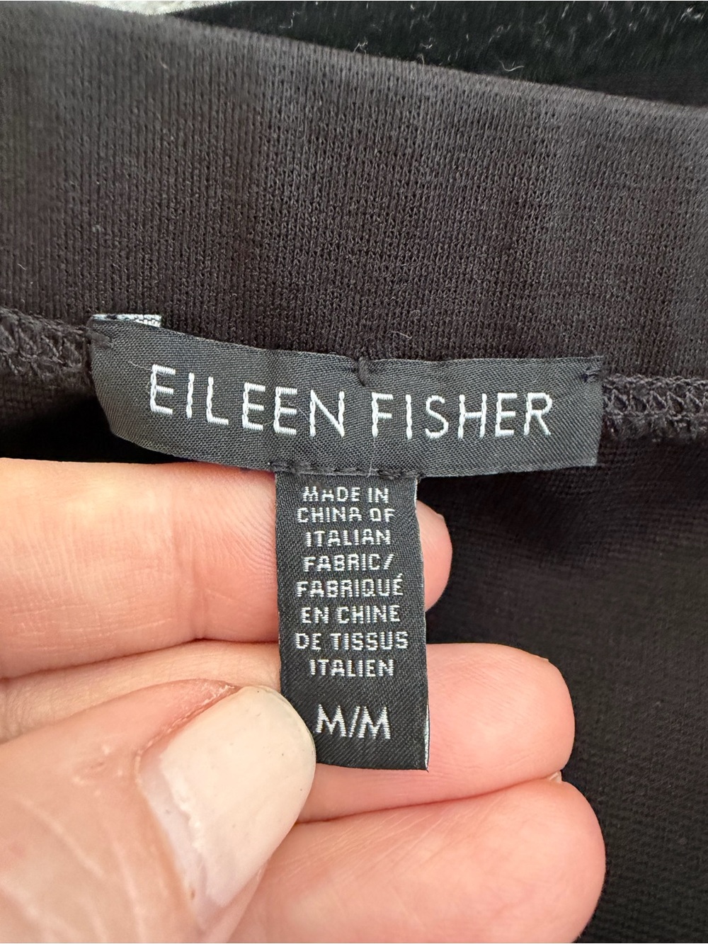 Eileen Fisher Black Ponte Knit Pencil Skirt Side Slit Stretch Size M Capsule - Picture 5 of 6